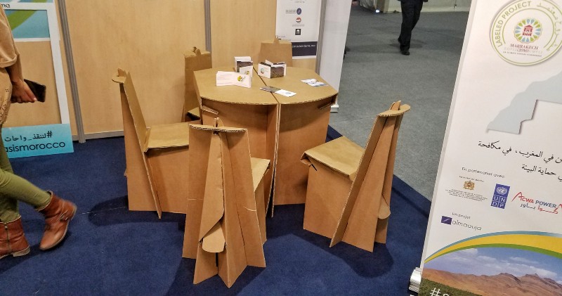 Disposable cardboard tables and chairs